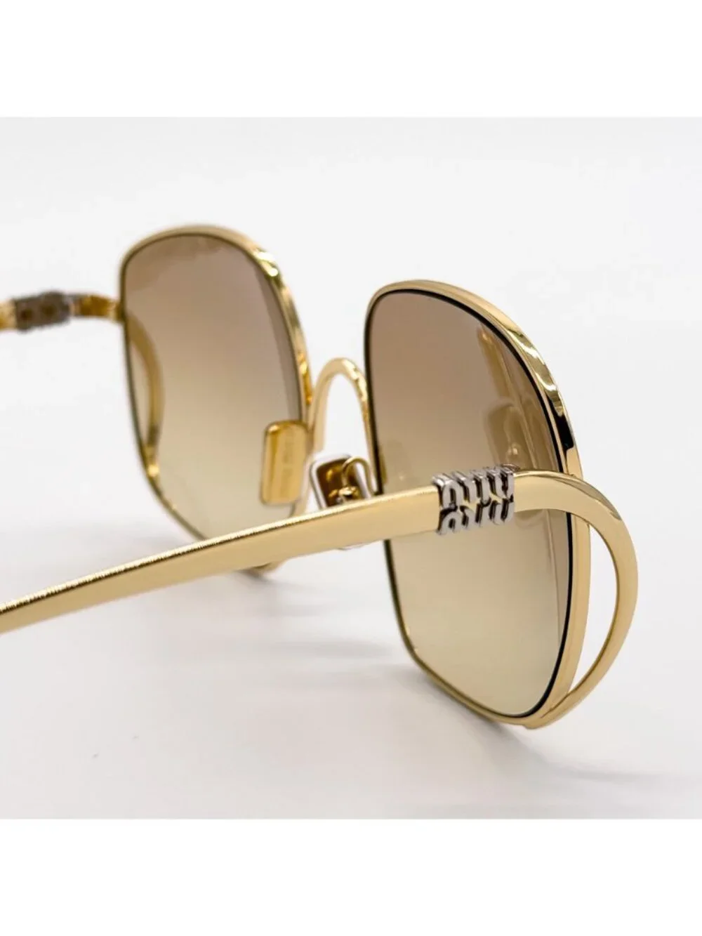 New Miu Miu MU A57S Gold Yellow Oversized Sunglasses MUA57S 5AK20S